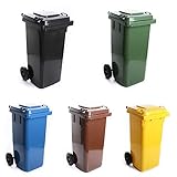 Mülltonne Müllbehälter 120L mit Deckel 2 Rad Behälter Abfalltonne 5 Farben (Gelb)