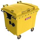 Mülltonne MGB 1100 Liter, 4-Rad-Behälter mit Flachdeckel (Gelb)